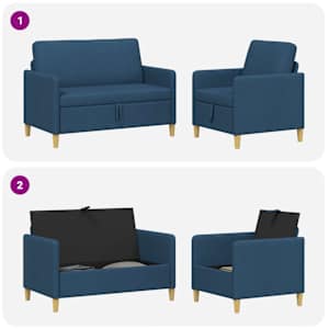 Sedačka se storage 2 pcs Modrá Polyester - obrázek 7
