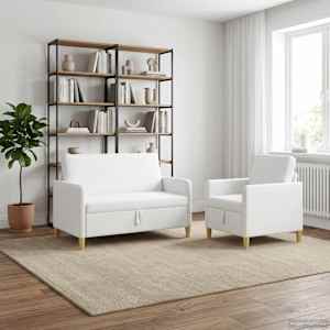 Sofa set z shrambo 2 pcs Bela Poliester