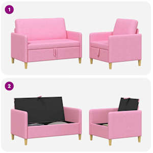 Sedačka se storage 2 pcs Růžová Polyester - obrázek 7
