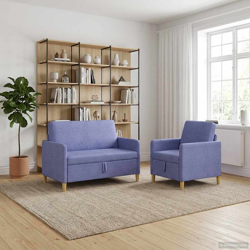 vidaXL Sofa sæt med opbevaring 2 stk. 3-personers Jeans blå