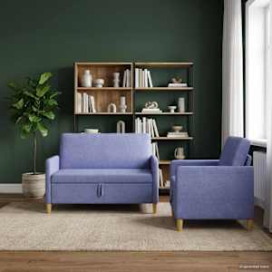 Sedačka se storage 2 pcs Modrá džínovina Polyester - obrázek 3