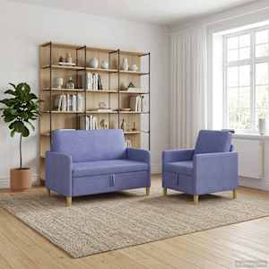 Sofa set z shrambo 2 pcs Jeans modra Poliester