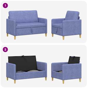 Sedačka se storage 2 pcs Modrá džínovina Polyester - obrázek 7