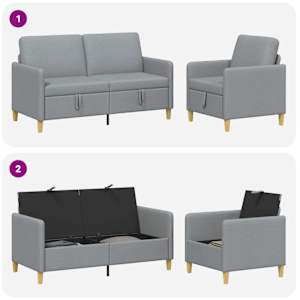 Sedačka se storage 2 pcs Světle šedá Polyester - obrázek 4