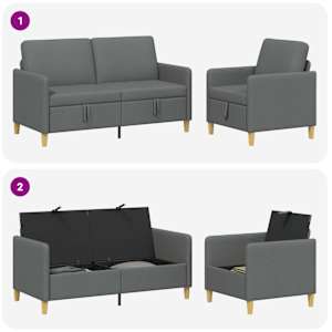 Sedačka se storage 2 pcs Tmavě šedá Polyester - obrázek 4