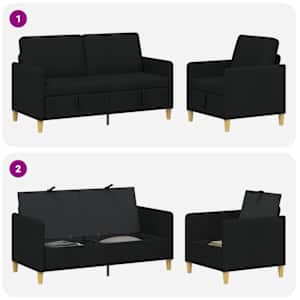 Sedačka se storage 2 pcs Černá Polyester - obrázek 3