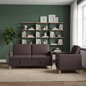 Sedačka se storage 2 pcs Tmavě hnědá Polyester - obrázek 3