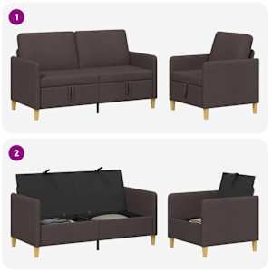 Sedačka se storage 2 pcs Tmavě hnědá Polyester - obrázek 4