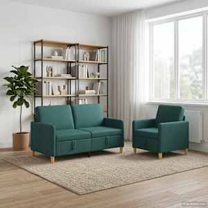 Sofa set z shrambo 2 kos Temno zelena Poliester