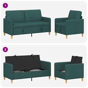 Sedačka se storage 2 pcs Tmavě zelená Polyester - obrázek 4