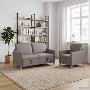 Sedačka se storage 2 pcs Taupe Polyester - obrázek 3