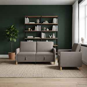 Sedačka se storage 2 pcs Taupe Polyester - obrázek 1