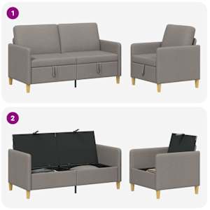 Sedačka se storage 2 pcs Taupe Polyester - obrázek 4