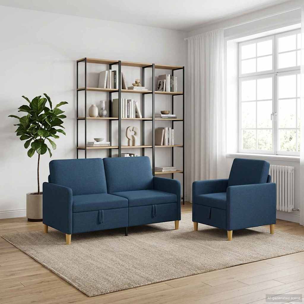 vidaXL Sofa sæt med opbevaring 2 stk. 3-personers Blå 152 x 78 x 87 cm