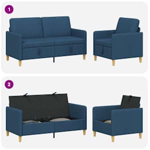 Sedačka se storage 2 pcs Modrá Polyester - obrázek 4