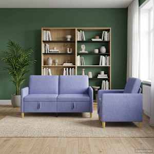 Sedačka se storage 2 pcs Modrá džínovina Polyester - obrázek 3