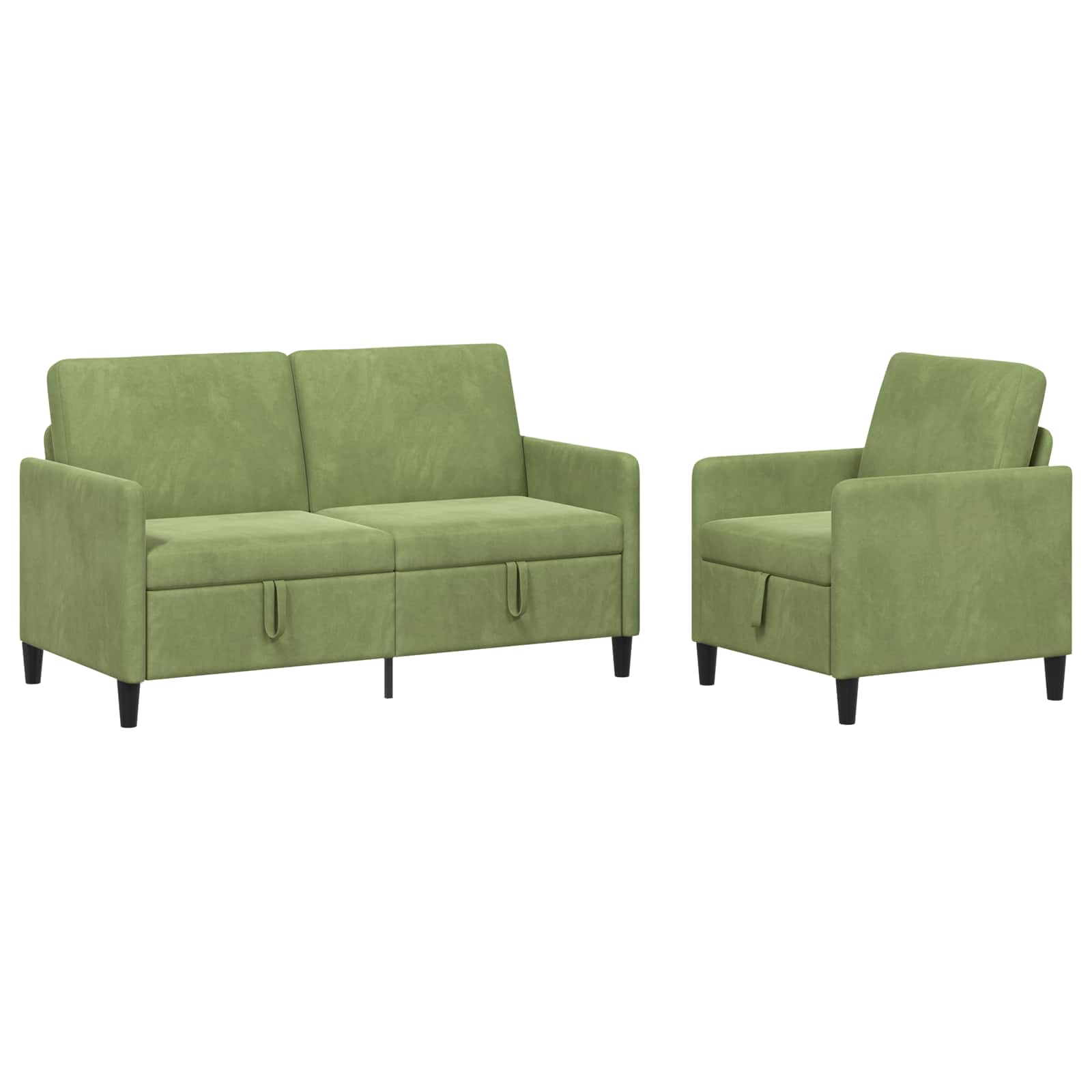 vidaXL Bankenset met opbergruimte 2 st Lichtgroen Polyester