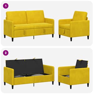 Sedačka se storage 2 ks Žlutá Polyester - obrázek 7