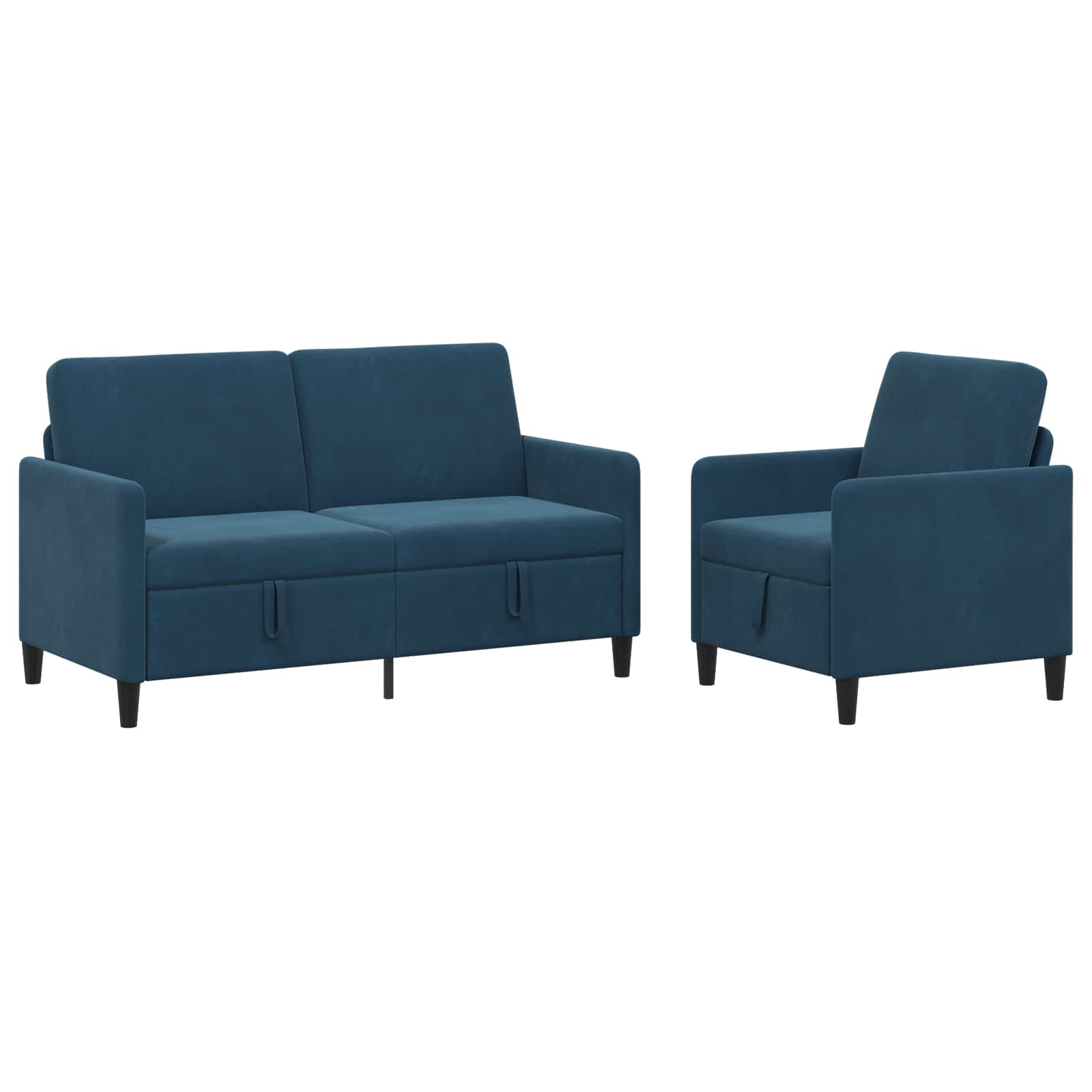 vidaXL Bankenset met opbergruimte 2 st Blauw Polyester