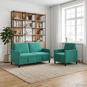 Sofa set z shrambo 2 kos Turkizna Poliester