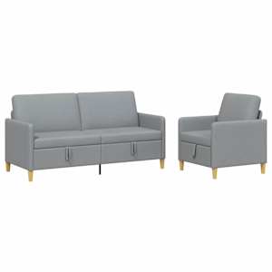 vidaXL Diivanikomplekt koos hoiustamisega 2 pcs Helehall Pol&uuml;ester
