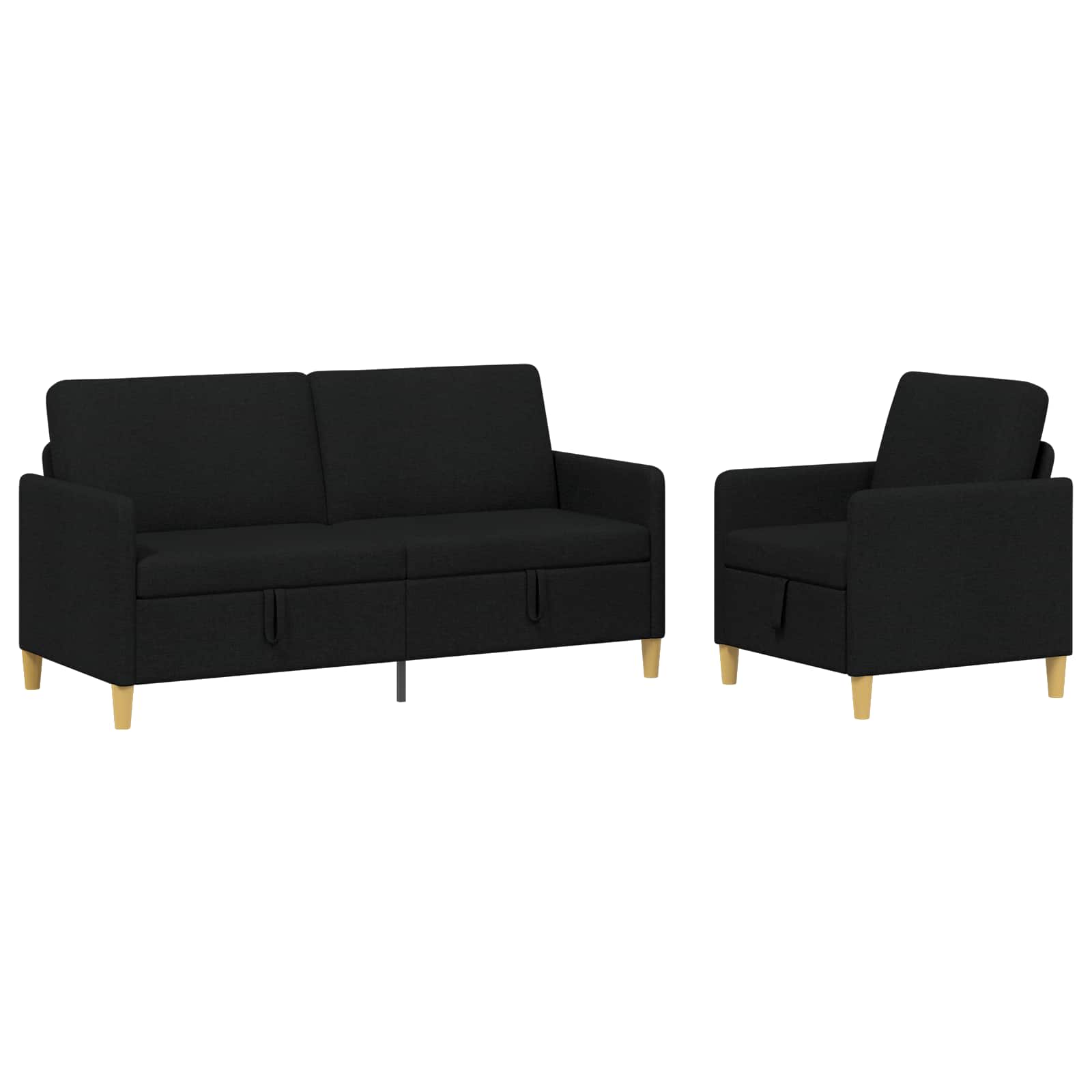 vidaXL Sofa set z shrambo 2 pcs Črna Poliester - slika 2
