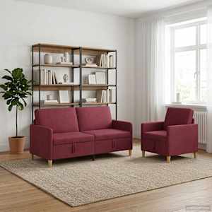 Sofa set z shrambo 2 kos Vinorodna rdeča Poliester