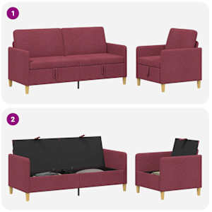 Sedačka se storage 2 pcs Víno Červené Polyester - obrázek 4