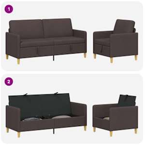 Sedačka se storage 2 pcs Tmavě hnědá Polyester - obrázek 4