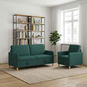 Sedačka se storage 2 pcs Tmavě zelená Polyester - obrázek 3