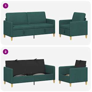 Sedačka se storage 2 pcs Tmavě zelená Polyester - obrázek 4