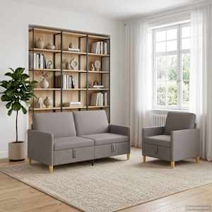 Sedačka se storage 2 pcs Taupe Polyester - obrázek 1