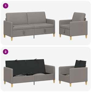 Sedačka se storage 2 pcs Taupe Polyester - obrázek 4