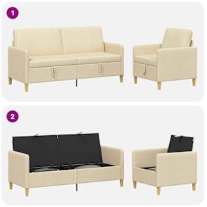 Sedačka se storage 2 pcs Krémová Polyester - obrázek 4