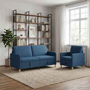 Sedačka se storage 2 pcs Modrá Polyester - obrázek 3