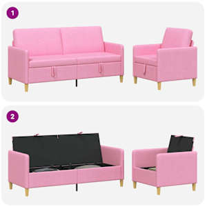 Sedačka se storage 2 pcs Růžová Polyester - obrázek 4