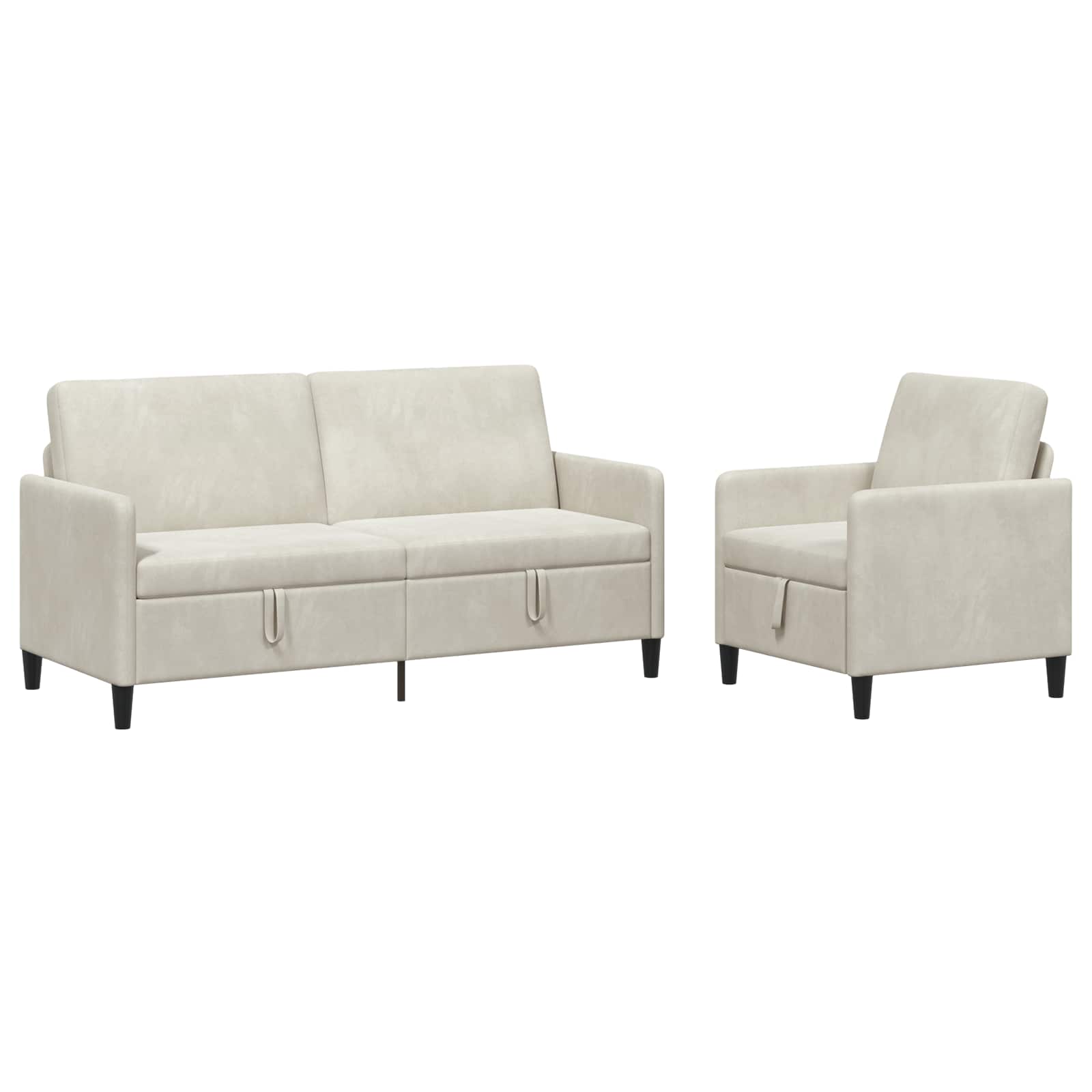 vidaXL Bankenset met opbergruimte 2 st Crèmekleurig Polyester