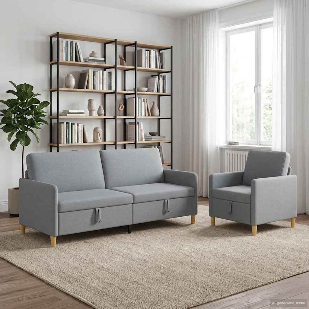 vidaXL Sofa set z shrambo 2 pcs Svetlo siva Poliester