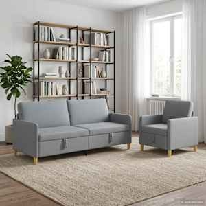 Sedačka se storage 2 pcs Světle šedá Polyester - obrázek 1