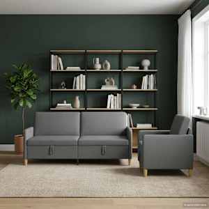 Sedačka se storage 2 pcs Tmavě šedá Polyester - obrázek 3