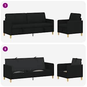 Sedačka se storage 2 pcs Černá Polyester - obrázek 4