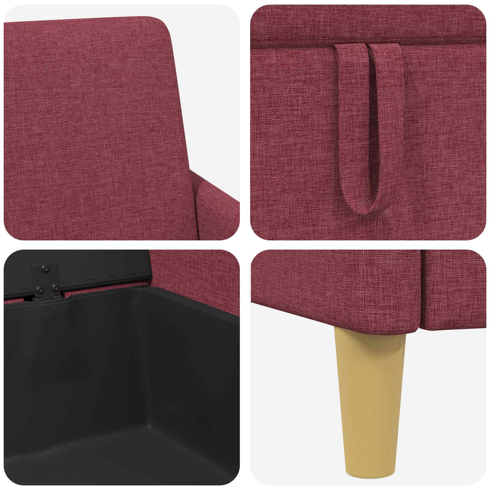 vidaXL Sofa set z shrambo 2 pcs Vinorodna rdeča Poliester - slika 6