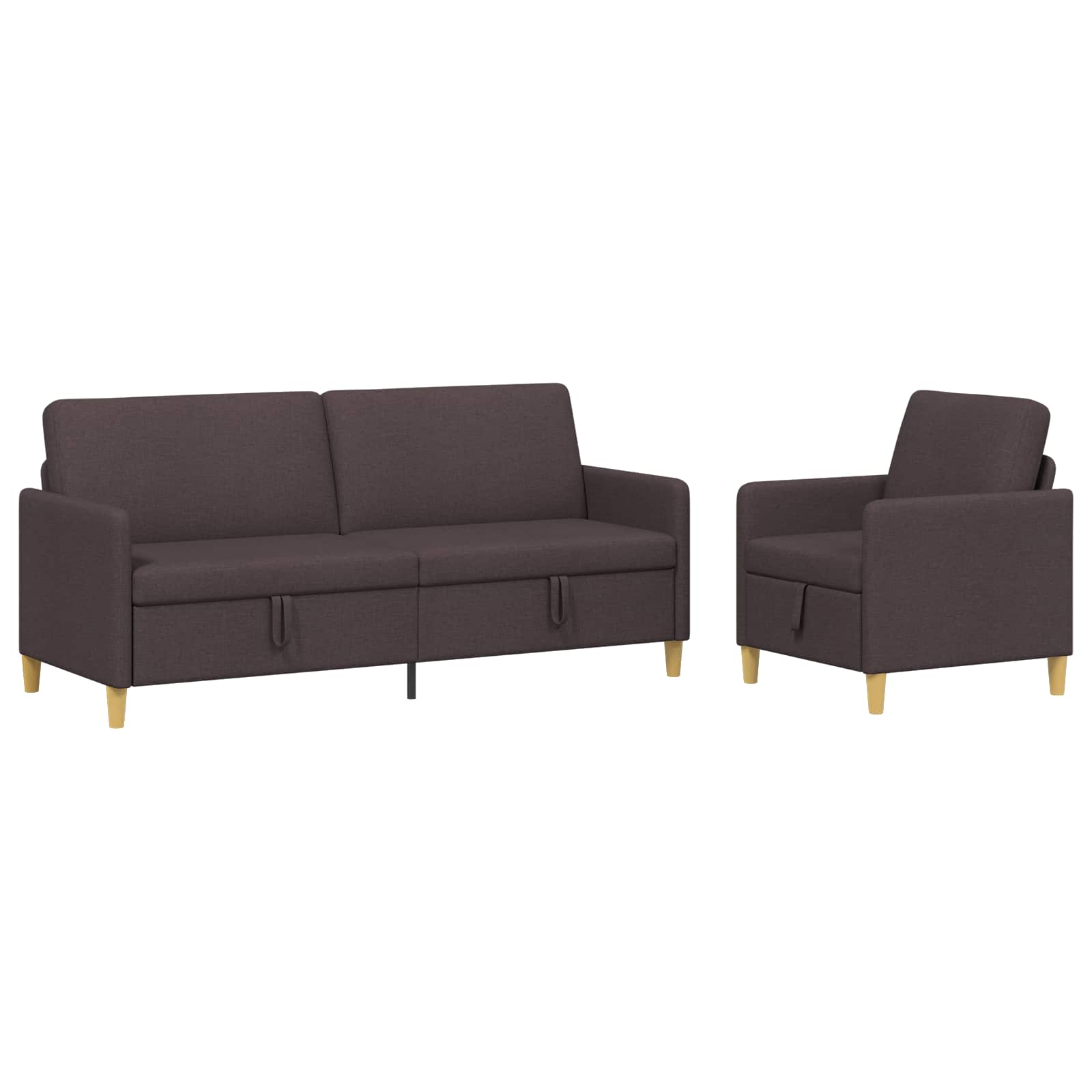 Sofa set z shrambo 2 pcs Temno rjava Poliester - slika 2