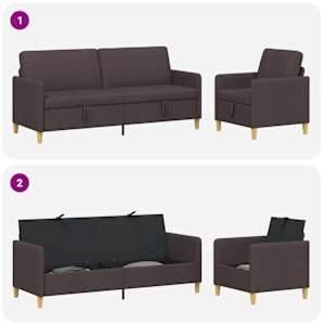 Sedačka se storage 2 pcs Tmavě hnědá Polyester - obrázek 4