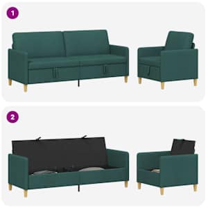 Sedačka se storage 2 pcs Tmavě zelená Polyester - obrázek 3