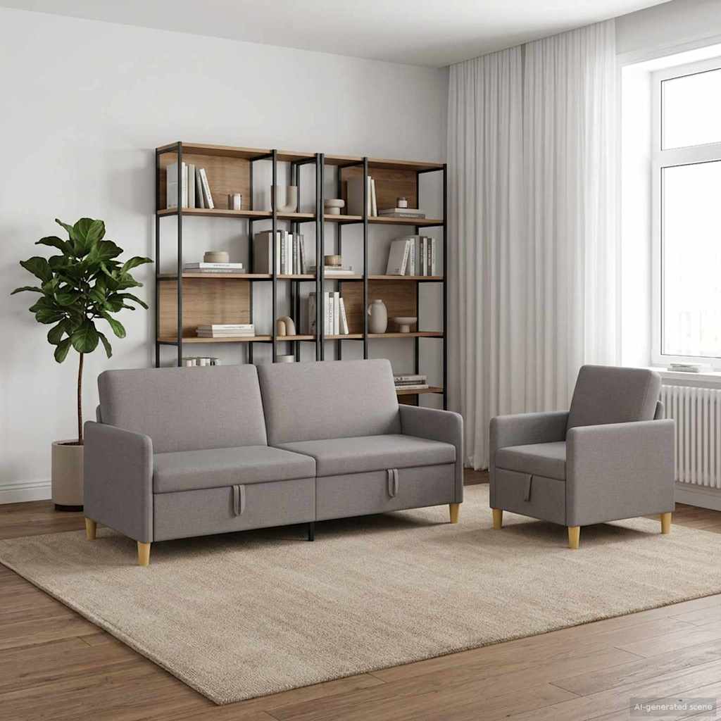 Sofa set z shrambo 2 pcs Taupe Poliester - slika 3