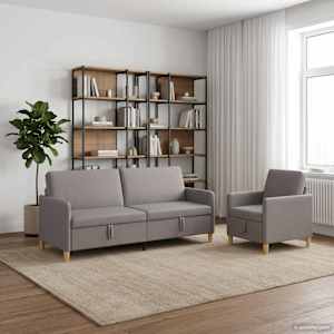 Sedačka se storage 2 pcs Taupe Polyester - obrázek 3