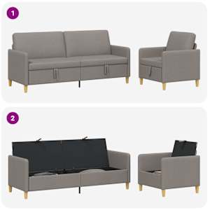 Sedačka se storage 2 pcs Taupe Polyester - obrázek 4