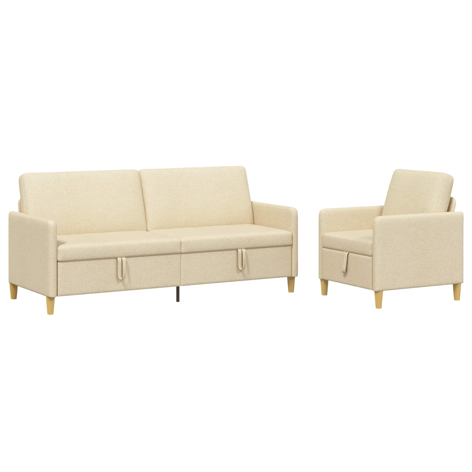 Sofa set z shrambo 2 pcs Krem Poliester - slika 2