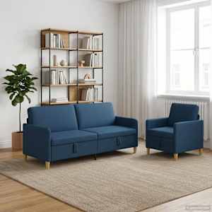 Sedačka se storage 2 pcs Modrá Polyester - obrázek 3